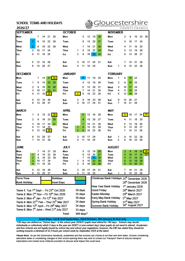 Term Dates 2026-2027