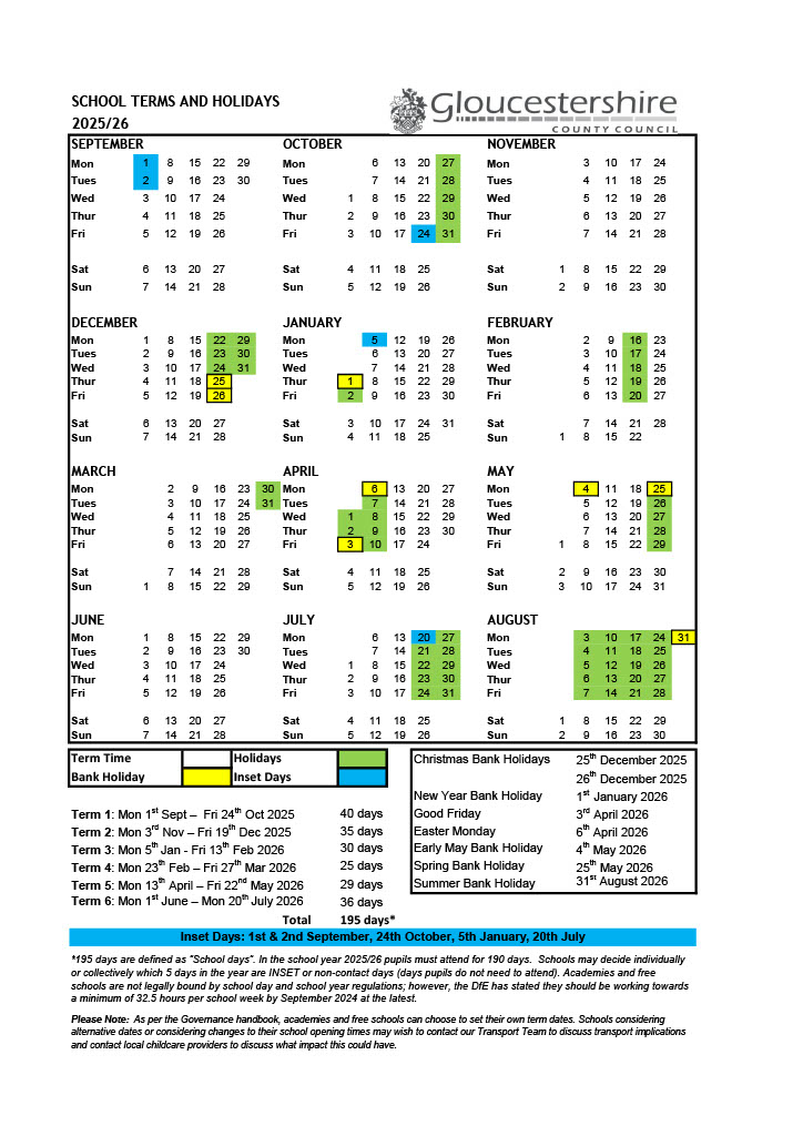 Term Dates 2025-2026