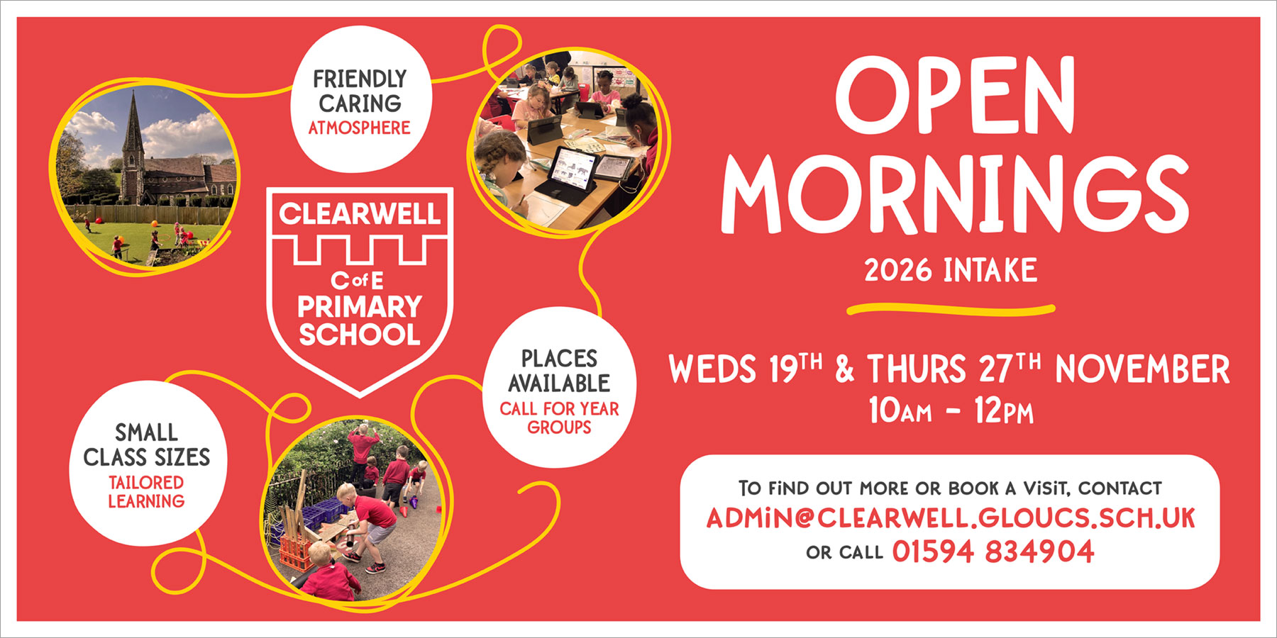Join us at the Clearwell C of E Primary School Open Mornings